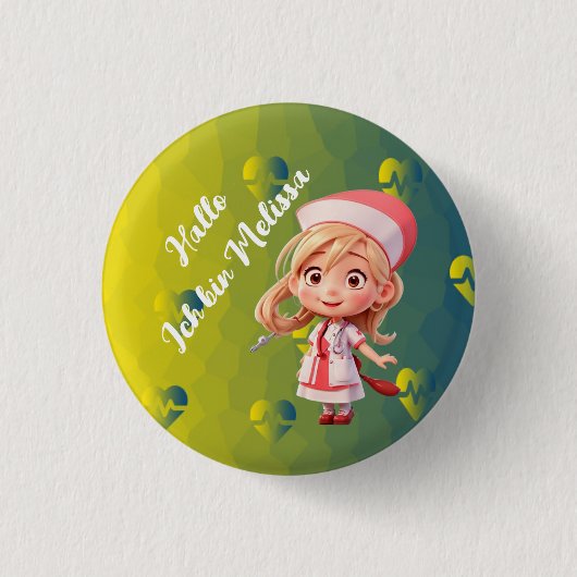 Schattigee Verpleegster met Japanse Greeting Badge Ronde Button 3,2 Cm (Voorkant)