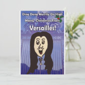 Schattigee Versailles Cartoon Kerst Kaart (Staand voorkant)