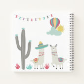 Schattigee Versierde Lamas Cactus Hete Luchtballon Notitieboek (Achterkant)