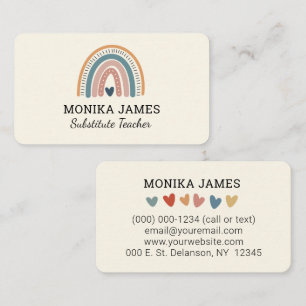 Schattigee vervangende lerarencrème Boho Rainbow Visitekaartje