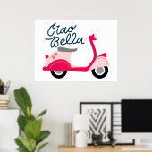Schattigee Vespa Scooter Ciao Bella Poster (Thuiskantoor)
