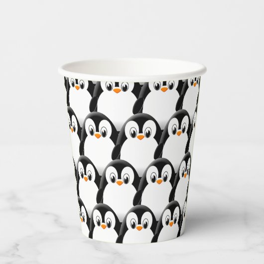 Schattigee Vetpinguïn Alles Over Print Patroon Papieren Bekers (Achterkant)