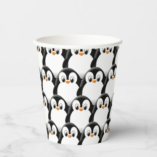 Schattigee Vetpinguïn Alles Over Print Patroon Papieren Bekers (Voorkant)