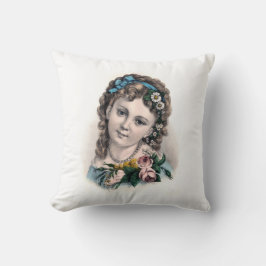Schattigee Victoriaans Bloemenmeisje Kussen