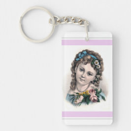 Schattigee Victoriaans Bloemenmeisje Sleutelhanger