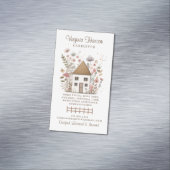 Schattigee Vintage Bloemenhuis Caregiver Services Magnetisch Visitekaartje (Voorbeeld)
