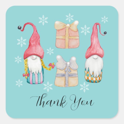 Schattigee vintage kerstcadeau gnoom vierkante sticker (Voorkant)