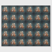 Schattigee vintage kerstkonijnen cadeaupapier (Vlak)