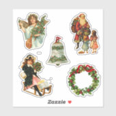 Schattigee vintage kerstvakantie sticker (Vel)