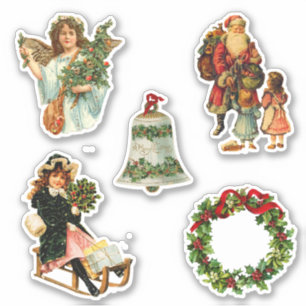 Schattigee vintage kerstvakantie sticker