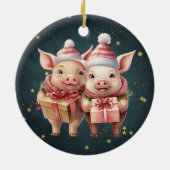 Schattigee vintage kerstvarkens keramisch ornament (Achterkant)