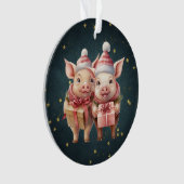 Schattigee vintage kerstvarkens ornament (voorkant)