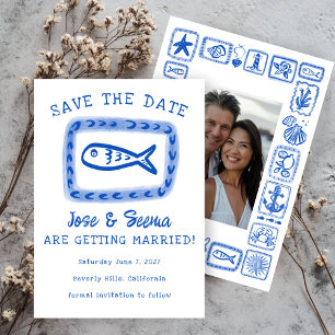 Schattigee vis Hand getrokken Sweet Beach Custom F Save The Date