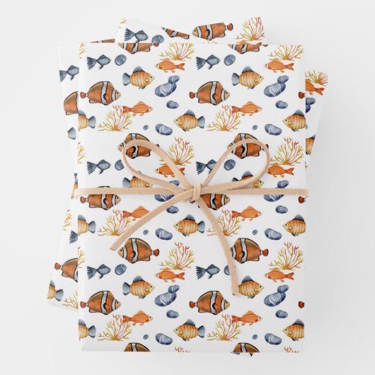 Schattigee visliefhebbers tegelpatroon inpakpapier vel (In situ)