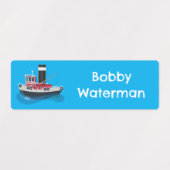 Schattigee visserij trawler boot cartoon gepersona labels (Design 2)