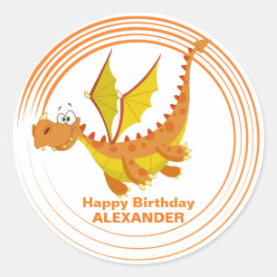 Schattigee vliegende draak gepersonaliseerde verja ronde sticker