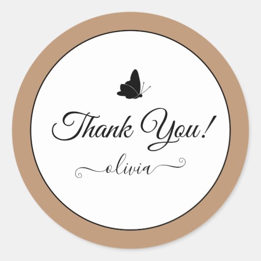 Schattigee vlinder dank u labels crème beige tan (Voorkant)