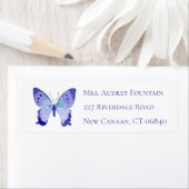 Schattigee Vlinder Waterverf Blauwe Paarse Vlinder Etiket (Insitu)