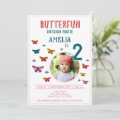 Schattigee Vlinderbloemen Meisje Verjaardagsfeest  Kaart (Staand voorkant)