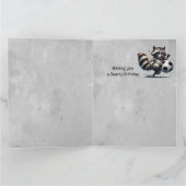 Schattigee Voetbal Speler Raccoon Custom Verjaarda Kaart (Binnen)