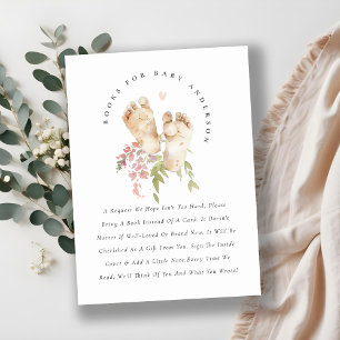 Schattigee Voeten Roze Bloemen Meisje Boeken voor Informatiekaartje