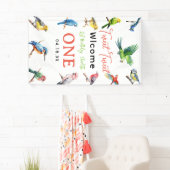 Schattigee vogel 1e verjaardagsfeest welkom spandoek (Insitu)