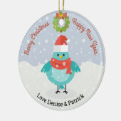 Schattigee Vogel In Sneeuwkerst Keramisch Ornament (Links)