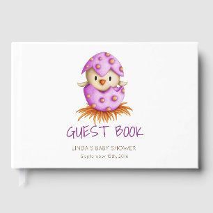 Schattigee vogel roze meisje Baby shower Gastenboek