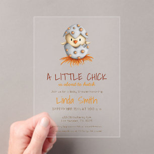 Schattigee vogelkuiken op het punt om Baby shower  Acryl Uitnodigingen