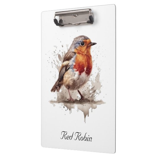 Schattigee vogelrode robin in waterverf aanpasbaar klembord (Links)