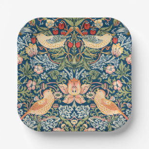 Schattigee vogels, aardbeiendief  kunst papieren bordje