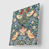 Schattigee vogels, aardbeiendief  kunst vierkante klok (Hoek)