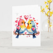 Schattigee Vogels in Liefde BLANK Kaart (Gele Bloem)