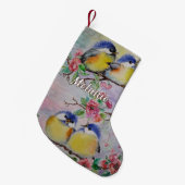 Schattigee Vogels Kerstkous met aangepaste naam Kleine Kerstsok (Voorkant (Hangend))