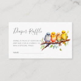 Schattigee Vogels op Tak Baby shower Luier Raffle Informatiekaartje