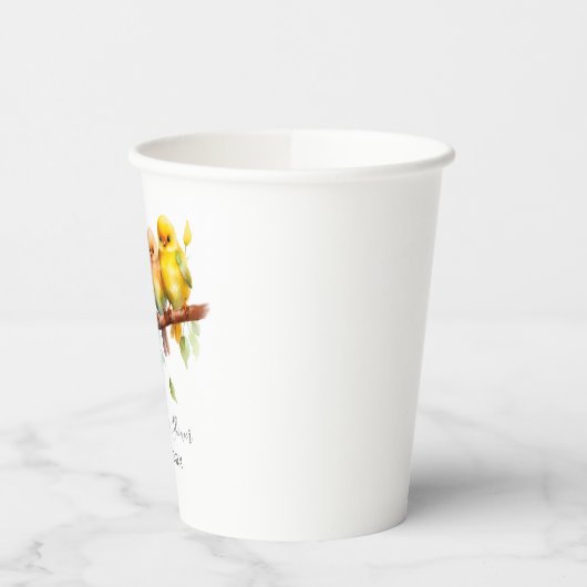 Schattigee Vogels op Tree Branch Baby shower Papieren Bekers (Links)