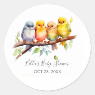 Schattigee Vogels op Tree Branch Baby shower Ronde Sticker