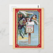 Schattigee vogels vrolijk kerstfeest briefkaart (Voorkant / Achterkant)