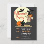 Schattigee vogelverschrikker & Kat Halloween/Verja Kaart (Voorkant)