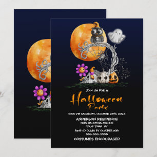 Schattigee Volle Maan Uil Halloween Kaart
