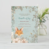  Schattigee Vos Foto Blad Bloemen Baby Geboorte Aankondiging (Staand voorkant)