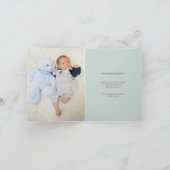 Schattigee Vos foto Bloemen Groene Jongen Geboort Aankondiging (Binnen)