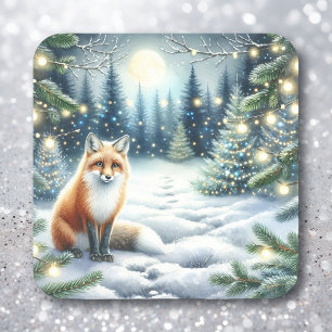 Schattigee vos in een betoverd bos vierkante sticker