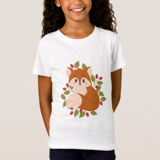 Schattigee vos met bloemen t-shirt (Voorkant)