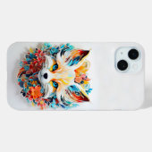 Schattigee vos met bloemenknipsel Case-Mate iPhone case (Achterkant (horizontaal))