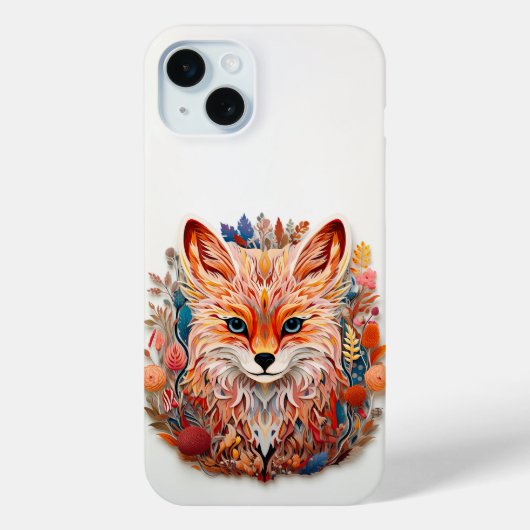 Schattigee vos met bloemenknipsel Case-Mate iPhone case (Achterkant)