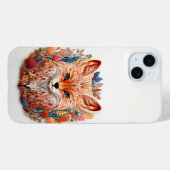 Schattigee vos met bloemenknipsel Case-Mate iPhone case (Achterkant (horizontaal))