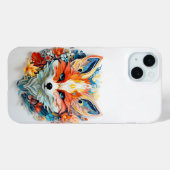Schattigee vos met bloemenknipsel Case-Mate iPhone case (Achterkant (horizontaal))