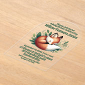 Schattigee vos slaapt in bladeren Baby shower Acryl Uitnodigingen (Laagn)