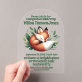 Schattigee vos slaapt in bladeren Baby shower Acryl Uitnodigingen (Insitu (Draagbaar))